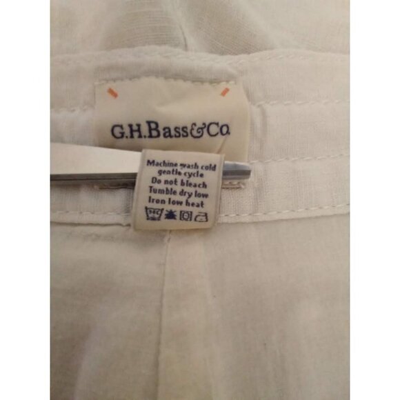 G.h. Bass & Co Ivory Hight Rise Straight Leg Drawstring Linen Blend Pants Sz 16 - Picture 5 of 5